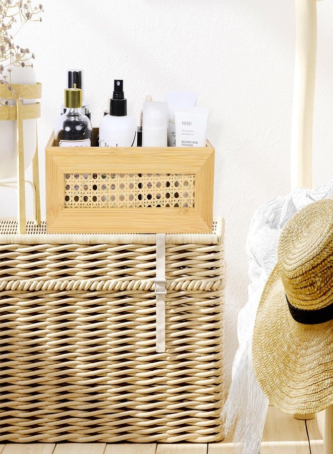 ANMINY Rattan Storage Basket Set of 3 Natural Bamboo Wooden Baskets with Handles Desktop Decorative Wicker Storage Basket Wood Nesting Crates Home Sundry Office Drawer Shelf Organizer - Image 5